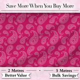 Stylish White Paisley Pattern on Rich Magenta Pink Gradient Seamless Digital Print Fabric by the Metre UK Sewing Quilting Textile