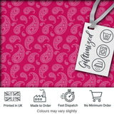 Stylish White Paisley Pattern on Rich Magenta Pink Gradient Seamless Digital Print Fabric by the Metre UK Sewing Quilting Textile