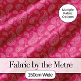 Elegant White Paisley Pattern Pink Backgrounds Digital Print Fabric by the Metre UK Sewing Quilting Textile