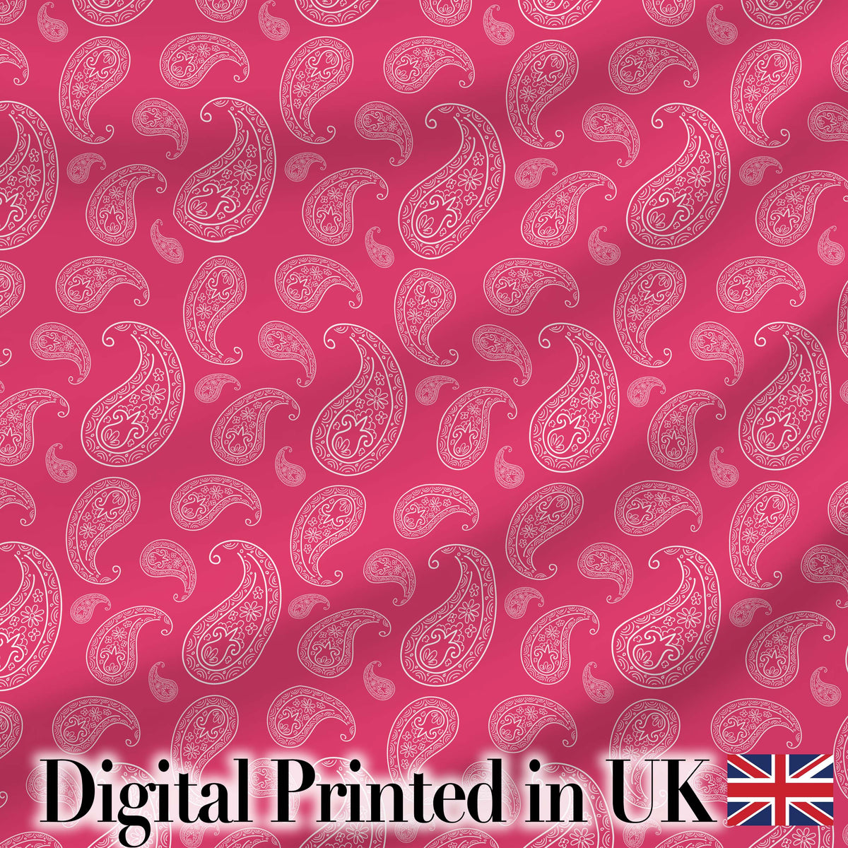 Elegant White Paisley Pattern Pink Backgrounds Digital Print Fabric by the Metre UK Sewing Quilting Textile
