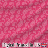 Elegant White Paisley Pattern Pink Backgrounds Digital Print Fabric by the Metre UK Sewing Quilting Textile