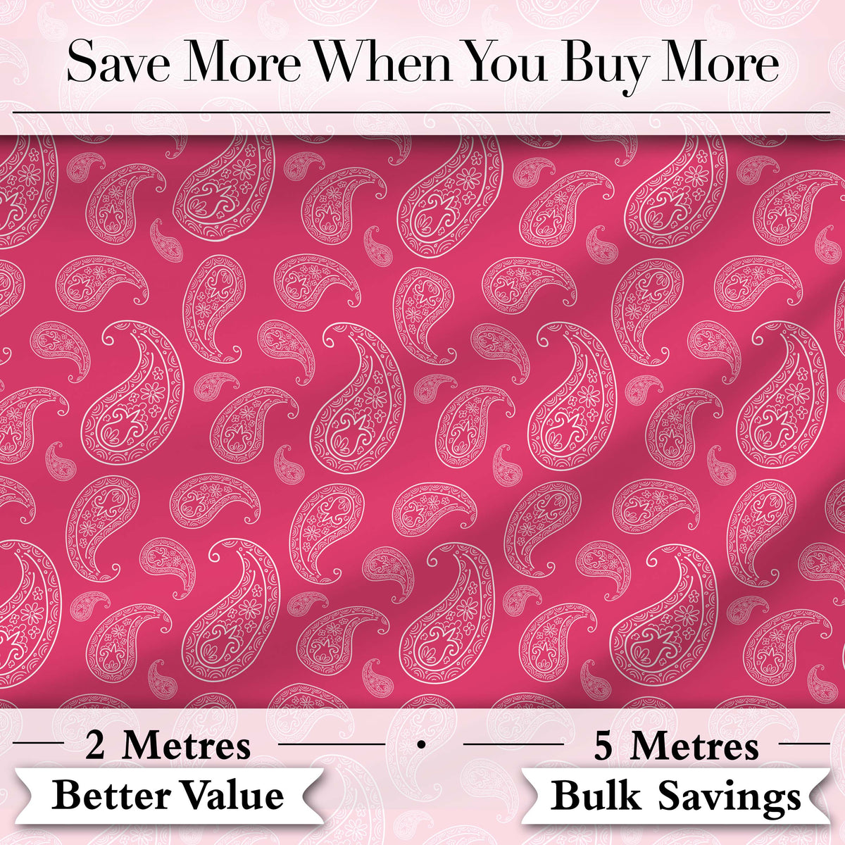 Elegant White Paisley Pattern Pink Backgrounds Digital Print Fabric by the Metre UK Sewing Quilting Textile