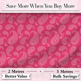 Elegant White Paisley Pattern Pink Backgrounds Digital Print Fabric by the Metre UK Sewing Quilting Textile