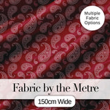 Elegant White Paisley Pattern Ruby Backgrounds Digital Print Fabric by the Metre UK Sewing Quilting Textile