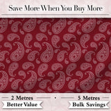 Elegant White Paisley Pattern Ruby Backgrounds Digital Print Fabric by the Metre UK Sewing Quilting Textile