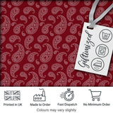 Elegant White Paisley Pattern Ruby Backgrounds Digital Print Fabric by the Metre UK Sewing Quilting Textile