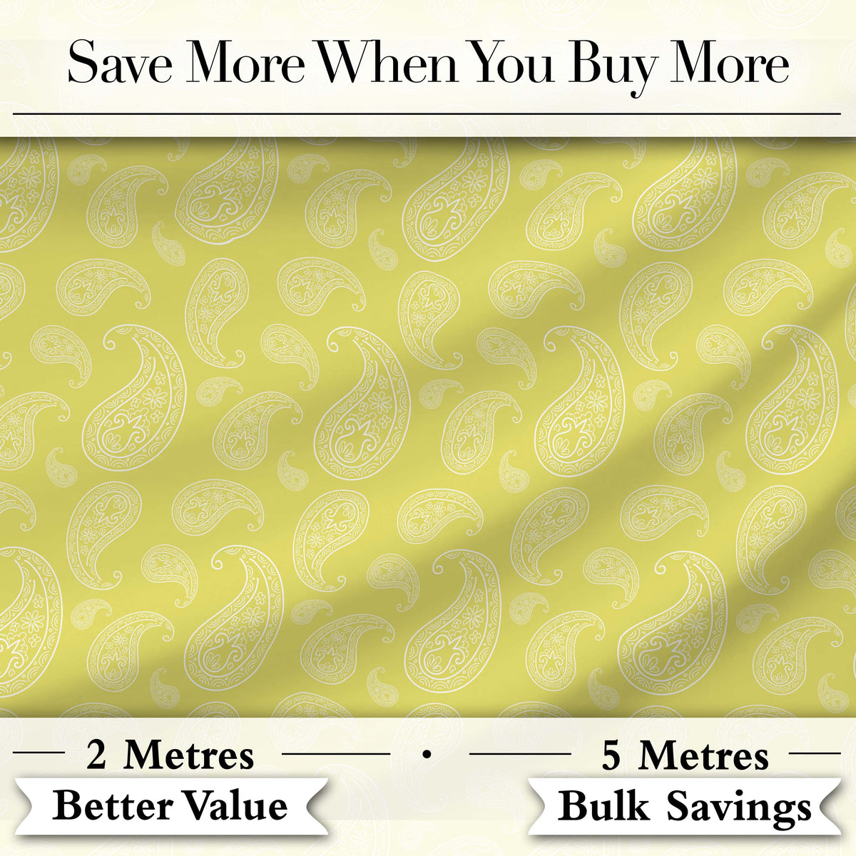 Elegant White Paisley Pattern Gold Backgrounds Digital Print Fabric by the Metre UK Sewing Quilting Textile