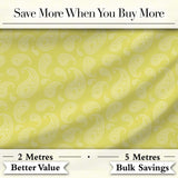 Elegant White Paisley Pattern Gold Backgrounds Digital Print Fabric by the Metre UK Sewing Quilting Textile