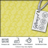 Elegant White Paisley Pattern Gold Backgrounds Digital Print Fabric by the Metre UK Sewing Quilting Textile