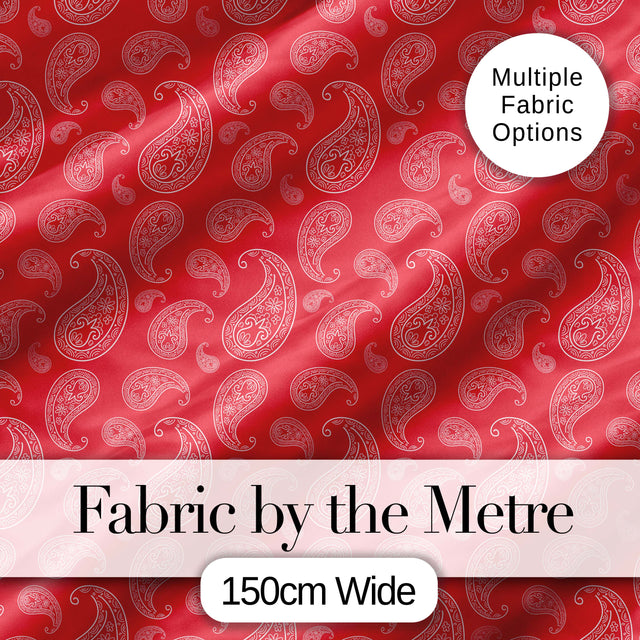 Elegant White Paisley Pattern Pink Background Digital Print Fabric by the Metre UK Sewing Quilting Textile