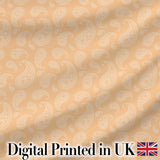 Elegant White Paisley Pattern Beige Gold Gradient Background Seamless Digital Print Fabric by the Metre UK Sewing Quilting Textile