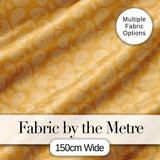 Elegant White Paisley Pattern Warm Gold Gradient Background Seamless Digital Print Fabric by the Metre UK Sewing Quilting Textile