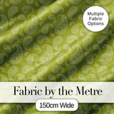 Elegant White Paisley Pattern Olive Green Gradient Background Seamless Digital Print Fabric by the Metre UK Sewing Quilting Textile