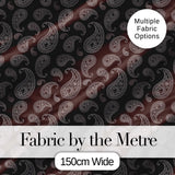 Elegant White Paisley Pattern Deep Chocolate Brown Gradient Background Seamless Digital Print Fabric by the Metre UK Sewing Quilting Textile