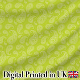 Elegant White Paisley Pattern Fresh Green Gradient Background Seamless Digital Print Fabric by the Metre UK Sewing Quilting Textile