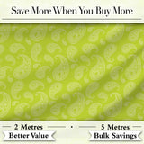 Elegant White Paisley Pattern Fresh Green Gradient Background Seamless Digital Print Fabric by the Metre UK Sewing Quilting Textile