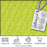 Elegant White Paisley Pattern Fresh Green Gradient Background Seamless Digital Print Fabric by the Metre UK Sewing Quilting Textile