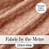 Elegant White Paisley Pattern Warm Beige Brown Gradient Background Seamless Digital Print Fabric by the Metre UK Sewing Quilting Textile