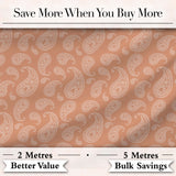 Elegant White Paisley Pattern Warm Beige Brown Gradient Background Seamless Digital Print Fabric by the Metre UK Sewing Quilting Textile