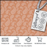 Elegant White Paisley Pattern Warm Beige Brown Gradient Background Seamless Digital Print Fabric by the Metre UK Sewing Quilting Textile