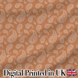 Elegant White Paisley Pattern Golden Tan Gradient Background Seamless Digital Print Fabric by the Metre UK Sewing Quilting Textile