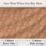 Elegant White Paisley Pattern Golden Tan Gradient Background Seamless Digital Print Fabric by the Metre UK Sewing Quilting Textile