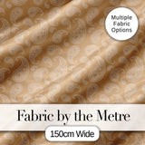 Elegant White Paisley Pattern Soft Golden Beige Gradient Background Seamless Digital Print Fabric by the Metre UK Sewing Quilting Textile