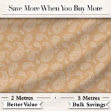 Elegant White Paisley Pattern Soft Golden Beige Gradient Background Seamless Digital Print Fabric by the Metre UK Sewing Quilting Textile