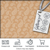 Elegant White Paisley Pattern Soft Golden Beige Gradient Background Seamless Digital Print Fabric by the Metre UK Sewing Quilting Textile