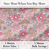Cute Hand Drawn Floral Ditsy Flowers Pattern Soft Pink Background Seamless Digital Print Fabric by the Metre UK Sewing Quilting Textile