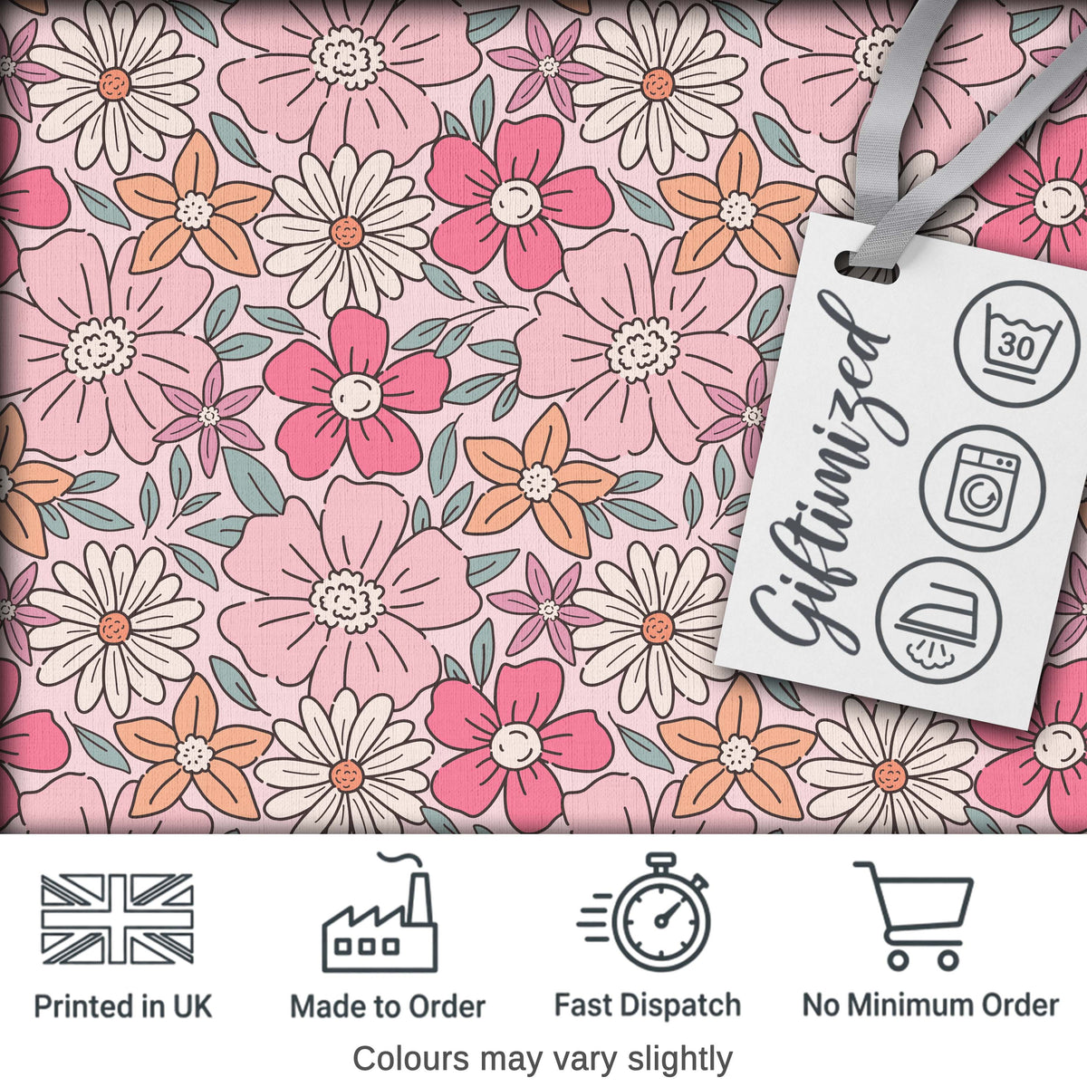 Cute Hand Drawn Floral Ditsy Flowers Pattern Soft Pink Background Seamless Digital Print Fabric by the Metre UK Sewing Quilting Textile