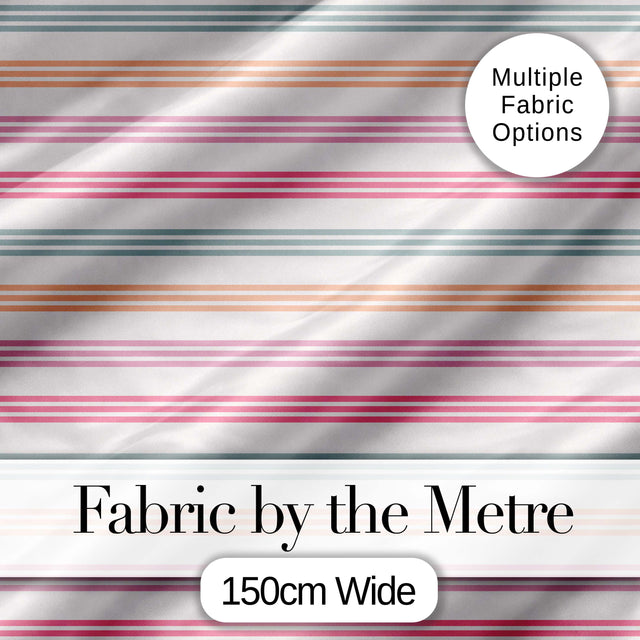 Cute Pastel Horizontal Stripe Pattern Soft Pink Blue Peach Background Seamless Digital Print Fabric by the Metre UK Sewing Quilting Textile