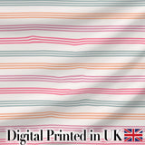 Cute Pastel Horizontal Stripe Pattern Soft Pink Blue Peach Background Seamless Digital Print Fabric by the Metre UK Sewing Quilting Textile