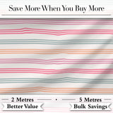 Cute Pastel Horizontal Stripe Pattern Soft Pink Blue Peach Background Seamless Digital Print Fabric by the Metre UK Sewing Quilting Textile