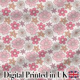 Cute Hand Drawn Floral Ditsy Flowers Pattern Light Neutral Background Seamless Digital Print Fabric by the Metre UK Sewing Quilting Textile