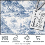 Vintage Toile Countryside Scenic Pattern Blue and White Seamless Digital Print Fabric by the Metre UK Sewing Quilting Textile
