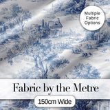 Vintage Toile Countryside Scenic Pattern Classic Blue and White Seamless Digital Print Fabric by the Metre UK Sewing Quilting Textile