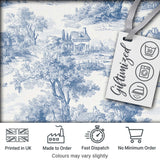 Vintage Toile Countryside Scenic Pattern Classic Blue and White Seamless Digital Print Fabric by the Metre UK Sewing Quilting Textile