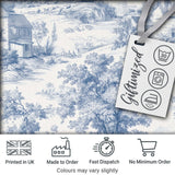 Vintage Toile Pastoral Landscape Pattern Detailed Blue and White Seamless Digital Print Fabric by the Metre UK Sewing Quilting Textile