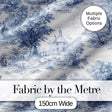 Vintage Toile Countryside Cottage Scene Blue White Seamless Pattern Digital Print Fabric by the Metre UK Sewing Quilting Textile