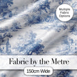 Vintage Toile Rural Landscape Farm Scene Blue White Seamless Pattern Digital Print Fabric by the Metre UK Sewing Quilting Textile