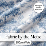 Vintage Toile Scenic Countryside Trees Village Blue White Seamless Pattern Digital Print Fabric by the Metre UK Sewing Quilting Textile
