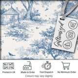 Vintage Toile Birds Nature Countryside Scene Blue White Seamless Pattern Digital Print Fabric by the Metre UK Sewing Quilting Textile