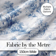 Vintage Toile Elegant Garden Bridge Scene Blue White Seamless Pattern Digital Print Fabric by the Metre UK Sewing Quilting Textile