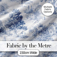 Vintage Toile Rustic Countryside Cottage Scene Blue White Seamless Pattern Digital Print Fabric by the Metre UK Sewing Quilting Textile