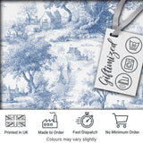 Vintage Toile Scenic Rural Village Landscape Blue White Seamless Pattern Digital Print Fabric by the Metre UK Sewing Quilting Textile