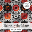 Bold Orange Black Floral Folk Art Seamless Pattern Digital Print Fabric by the Metre UK Sewing Quilting Textile