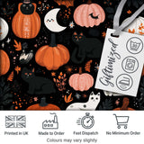 Cute Halloween Cats Pumpkins Moon Night Seamless Pattern Digital Print Fabric by the Metre UK Sewing Quilting Textile