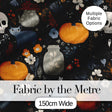 Autumn Pumpkin Cat Botanical Dark Seamless Pattern Digital Print Fabric by the Metre UK Sewing Quilting Textile