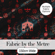 Halloween Haunted House Gothic Floral Seamless Pattern Digital Print Fabric by the Metre UK Sewing Quilting Textile